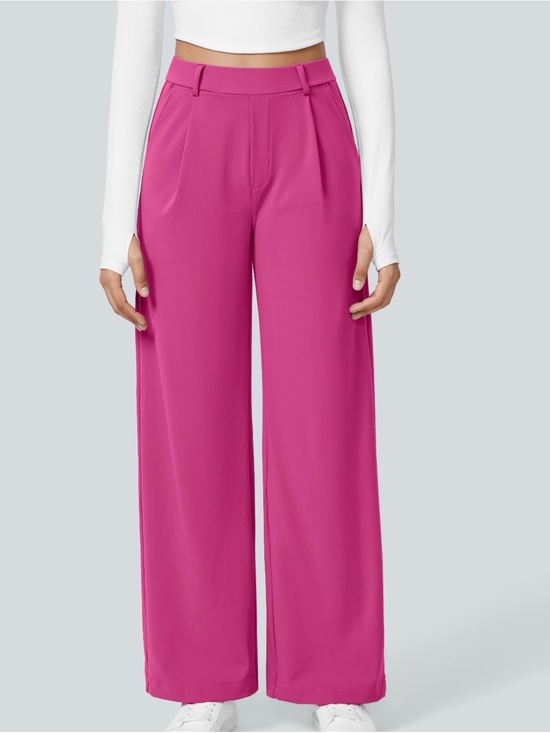 HALARA Pants - HALARA Wide-Leg High-Rise Pants - Magenta
